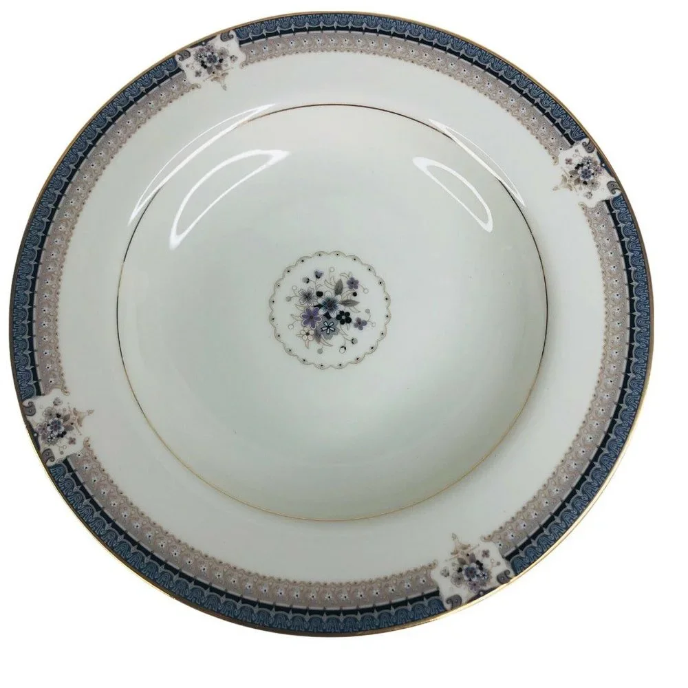 5‎ Mikasa Grande Ivory Tropez Rim Soup Bowls L5504 Japan 8 1/2” VTG Gray Floral